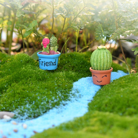 Mini Cute Potted Artificial Plant Flower Miniature Doll House Decoration Accessories, Blue, Baby, Love Heart, Flower, Love
