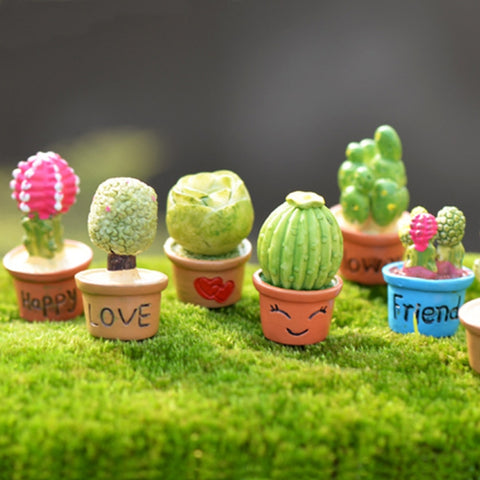 Mini Cute Potted Artificial Plant Flower Miniature Doll House Decoration Accessories, Blue, Baby, Love Heart, Flower, Love
