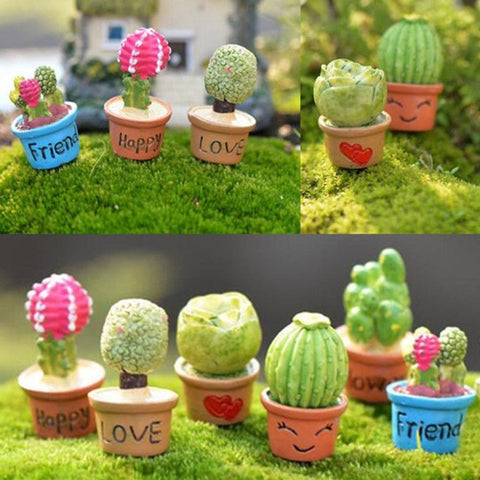 Mini Cute Potted Artificial Plant Flower Miniature Doll House Decoration Accessories, Blue, Baby, Love Heart, Flower, Love