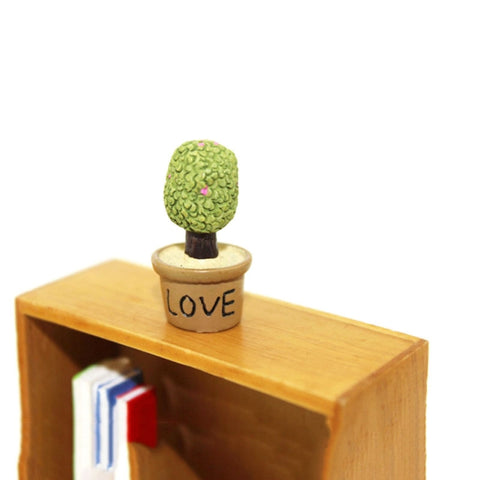 Mini Cute Potted Artificial Plant Flower Miniature Doll House Decoration Accessories, Blue, Baby, Love Heart, Flower, Love