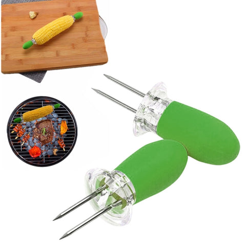 5 Pairs Outdoor BBQ Stainless Steel Corn Fork Fruit Fork Corn Device
