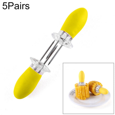 5 Pairs Outdoor BBQ Stainless Steel Corn Fork Fruit Fork Corn Device