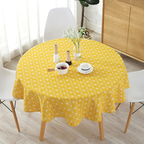Polyester Cotton Round Tablecloth Dust-proof Cotton and Linen Printing Tablecloth, 100cm, 120cm, 150cm