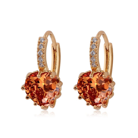 Cute Heart Real 925 Sterling Silver Cubic Zirconia Stone Earrings, Gold with white Zirconia, Platinum with white Zirconia, Platinum with Pink Zirconia, Platinum with Purple Zirconia, Platinum with Light blue Zirconia, Platinum with sea blue Zirconia   ...