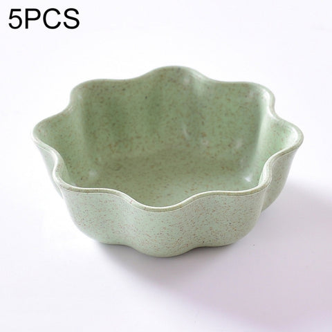 5 PCS Creative Plum Shape Dishes Wheat Straw Seasoning Dish Snack Plate Chili Sauce Ketchup Dressing Salt Dish,Size:7x7x2.5cm