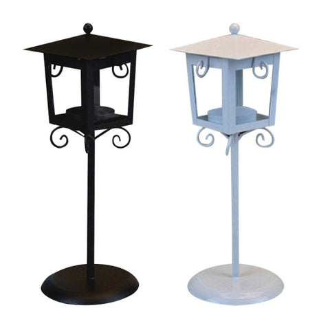 Glass Retro Wrought Iron Street Lamp Candle Holder Home Wedding Decoration, Black, White