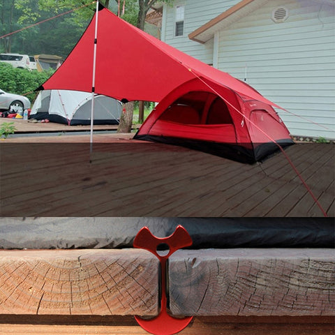 4 PCS Camping Tent Peg Path Deck Board Fishbone Nail Anchor Tent Peg Windproof Tent Rope Nail Floor Outdoor Travel Hook, Fishbone Nail Ancho