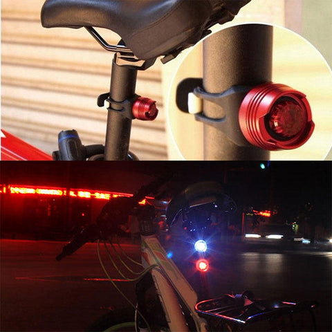 Aluminum Bicycle Cycling Front Rear Tail Helmet Red White LED Flash Lights Safety Warning Lamp Cycling Caution Light Waterproof, White Light White Case, Red Light Black Case, White Light Black Case, Red Light Blue Case, White Light Blue Case           ...