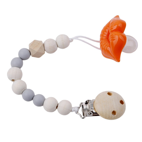 Baby Pacifier Clip Chain Wooden Holder Soother Pacifier Clips Leash Strap Nipple Holder for Infant Feeding