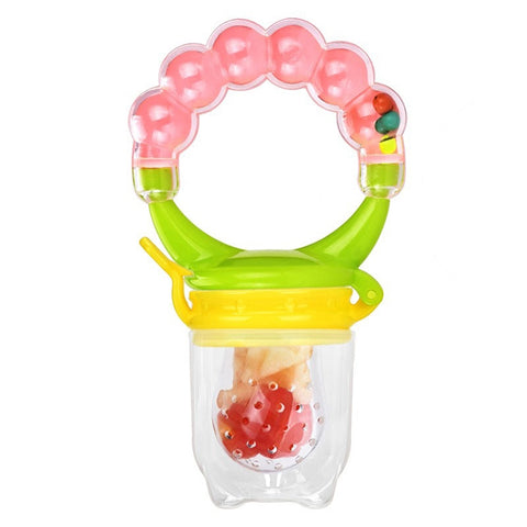Baby Nipple Fresh Food Fruit Milk Feeding Bottles Learn Feeding Drinking Handle Teething Pacifier with Bell, S, M, L