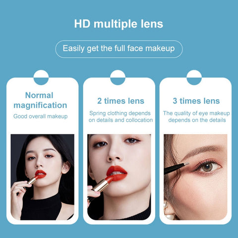 Simple & Stylish LED Three-Fold Square Makeup Mirror, Plug-in Monochrome Lamp, Charging Model Monochrome Lamp, Charging Model Three-color Light