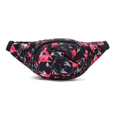 Color Printing Multi-function Casual Pockets Ladies Outdoor Purse Waist Bag