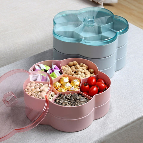 Flower-shaped Transparent Wedding Candy Snack Dried Fruit Storage Box, Single Layer, Double Layer
