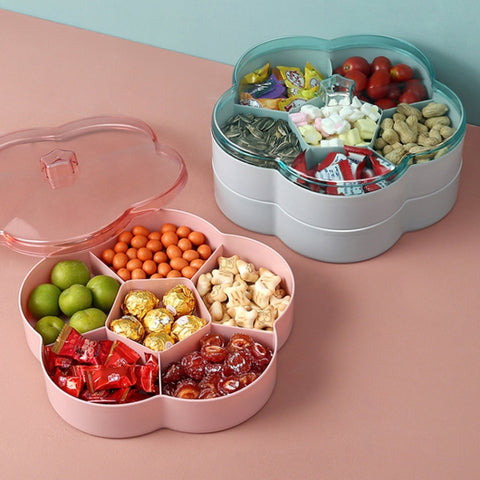 Flower-shaped Transparent Wedding Candy Snack Dried Fruit Storage Box, Single Layer, Double Layer