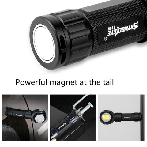 SKYWOLFEYE  Lamp Head 360 Degree Rotation USB Rechargeable LED Glare Flashlight With Magnet COB Work Light, Without Battery, With An 18650 Battery, With An 26650 Battery