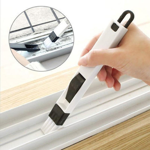 2 PCS  Mini Cleaning Brush with Detachable Dustpan for Window Groove Keyboard Corner Crannies, 2 PCS Blue, 2 PCS Black