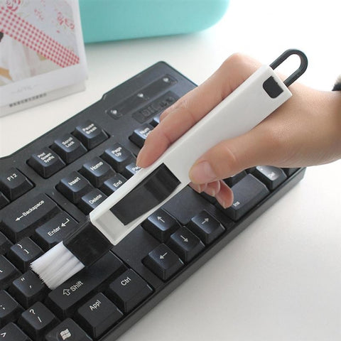 2 PCS  Mini Cleaning Brush with Detachable Dustpan for Window Groove Keyboard Corner Crannies, 2 PCS Blue, 2 PCS Black