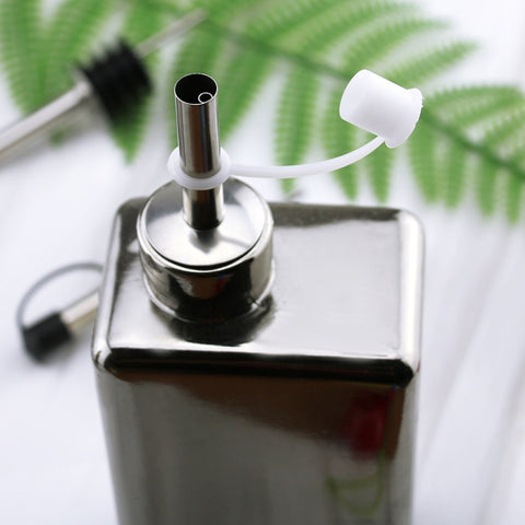 5 PCS Glass Bottle Stopper Stainless Steel Oil Stopper Silicone Stopper, White Hat Straight Mouth, White Hat Automatic Cap, Black Hat Straight Mouth, Black Hat Automatic Cap