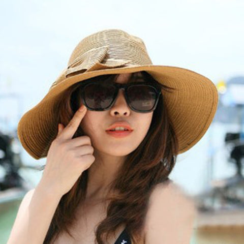 Girls Large Wide Brim Vintage Floppy Summer Beach Sports Cap Straw Hat Summer Travel Hat