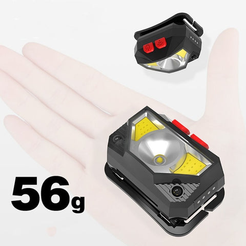 T09-COB LED Glare Headlight Outdoor Lighting USB Charging Sensor Red Light Night Running Mini Fishing Headlight, T09-COB
