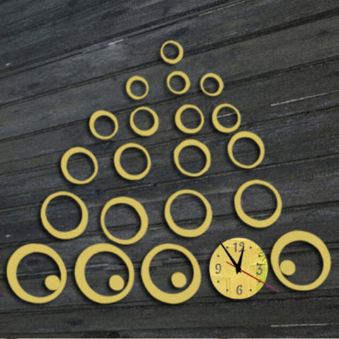 Wall Clock 3D Three-dimensional Acrylic Fashion Mirror Wall Stickers Clock DIY Circle Combination Decorative Clock