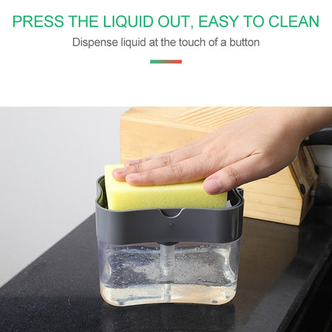 Press Soap Dispenser Kitchen Detergent Wash Presser, Gray, Silver