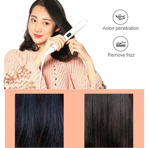 Professional Hair Straightener LED Display Ceramic Coating Plate Ionic Curling Flat Iron