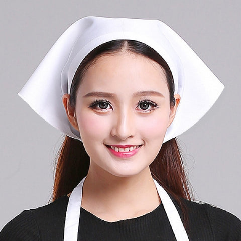 Waiter Men and Women Kitchen Work Turban Hat Triangle Scarf Chef Hat, Adjustable