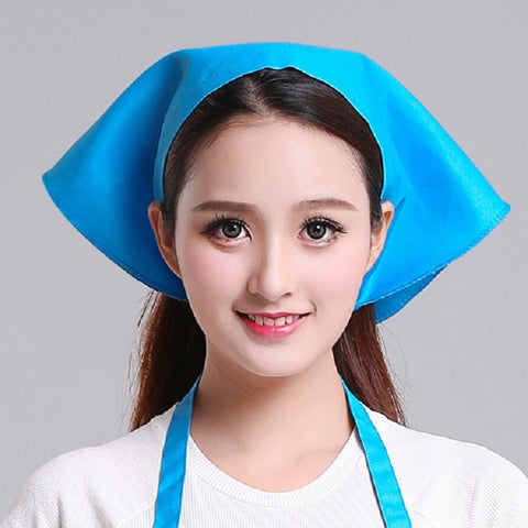 Waiter Men and Women Kitchen Work Turban Hat Triangle Scarf Chef Hat, Adjustable