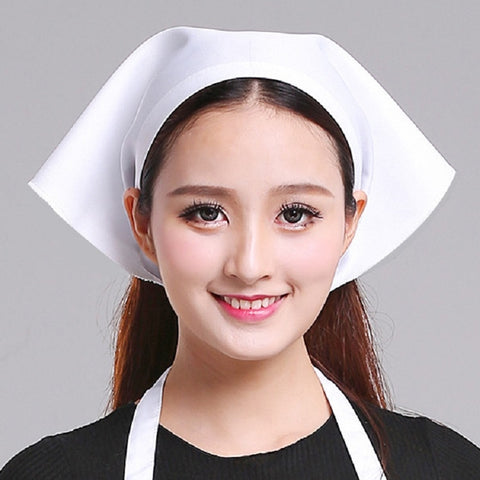 Waiter Men and Women Kitchen Work Turban Hat Triangle Scarf Chef Hat, Adjustable