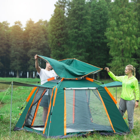 Outdoor 3-4 People Beach Thickening Rainproof Automatic Speed Open Four-sided Camping Tent, Automatic Vinyl, Upgraded Large Vinyl