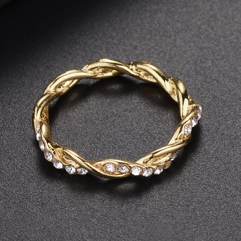 Woman Classical Cubic Zirconia Twist Shape Ring, gold, sliver, rose gold