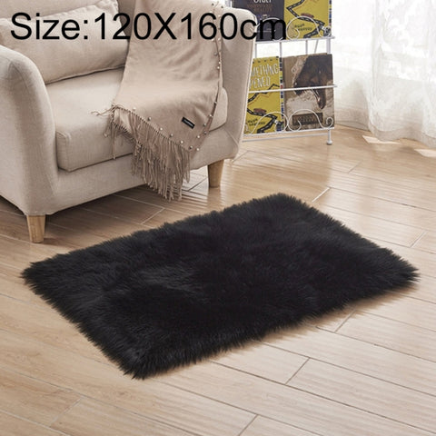 Luxury Rectangle Square Soft Artificial Wool Sheepskin Fluffy Rug Fur Carpet, 120x160cm