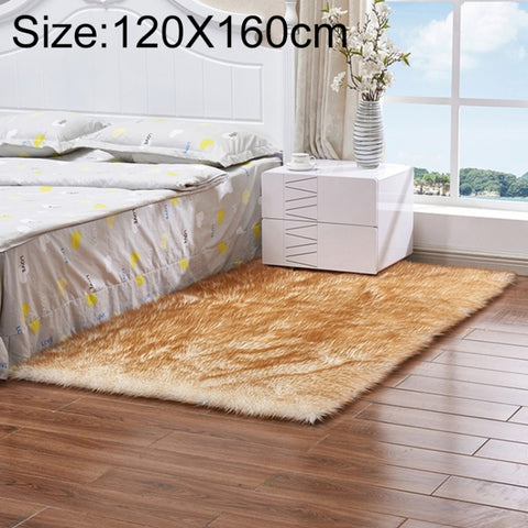Luxury Rectangle Square Soft Artificial Wool Sheepskin Fluffy Rug Fur Carpet, 120x160cm