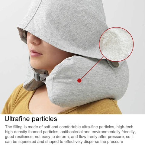 Portable Airplane Travel U-shaped Hooded Pillow Nap Time Neck Pillow