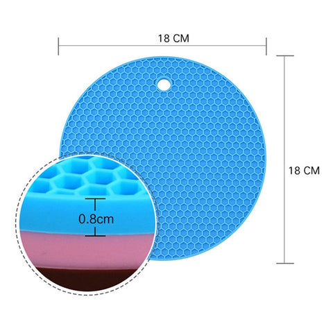Honeycomb Silicone Round Non-slip Heat Resistant Mat, Size: 18x18x0.8cm, Honeycomb Silicone Mat