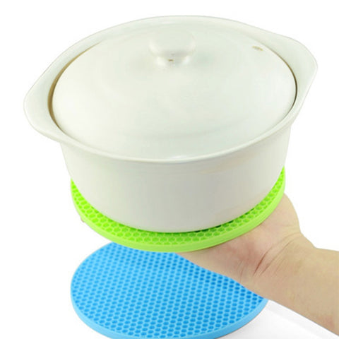 Honeycomb Silicone Round Non-slip Heat Resistant Mat, Size: 18x18x0.8cm, Honeycomb Silicone Mat