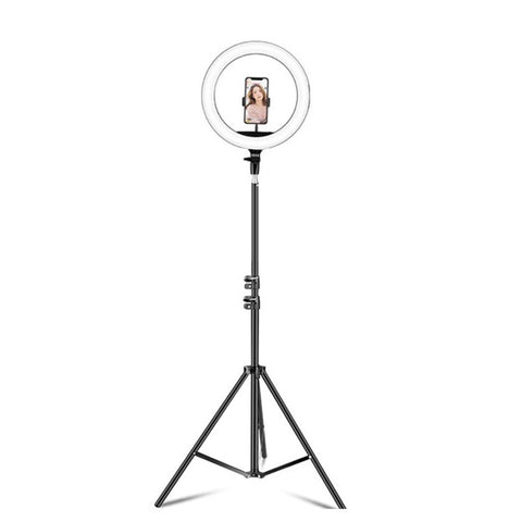 Dimmable Color Temperature LED Ring Fill Light Live Broadcast Set, 14 inch+Phone Clip With 2.1m Tripod Mount, CN Plug, 14 inch+3 Phone Clips With 2.1m Tripod Mount, CN Plug, 14 inch+4 Phone Clips+Microphone Pole With 2.1m Tripod Mount, CN Plug         ...