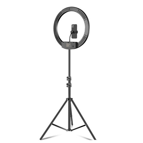 Dimmable Color Temperature LED Ring Fill Light Live Broadcast Set, 14 inch+Phone Clip With 2.1m Tripod Mount, CN Plug, 14 inch+3 Phone Clips With 2.1m Tripod Mount, CN Plug, 14 inch+4 Phone Clips+Microphone Pole With 2.1m Tripod Mount, CN Plug         ...