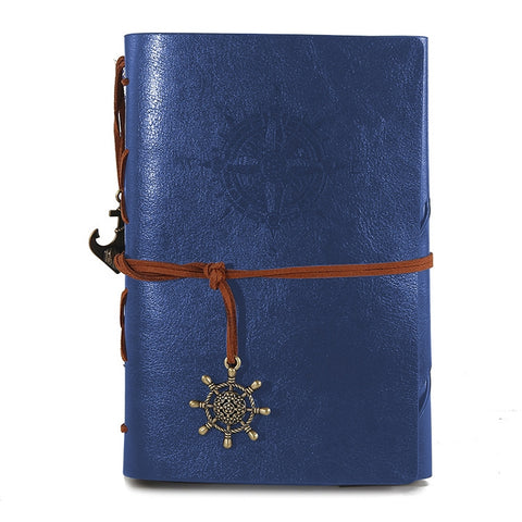 Spiral Notebook Diary Notepad Vintage Pirate Anchors PU Leather Stationery Gift Traveler Journal, S, L