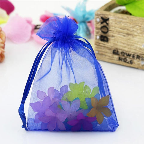 100 PCS Gift Bags Jewelry Organza Bag Wedding Birthday Party Drawable Pouches, 7X9cm