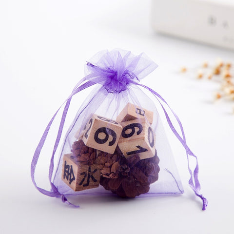 100 PCS Gift Bags Jewelry Organza Bag Wedding Birthday Party Drawable Pouches, 7X9cm