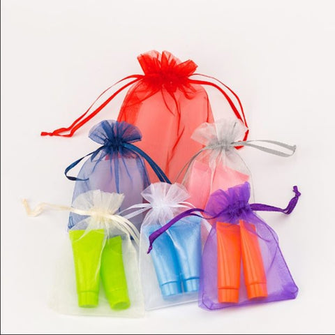100 PCS Gift Bags Jewelry Organza Bag Wedding Birthday Party Drawable Pouches, 7X9cm