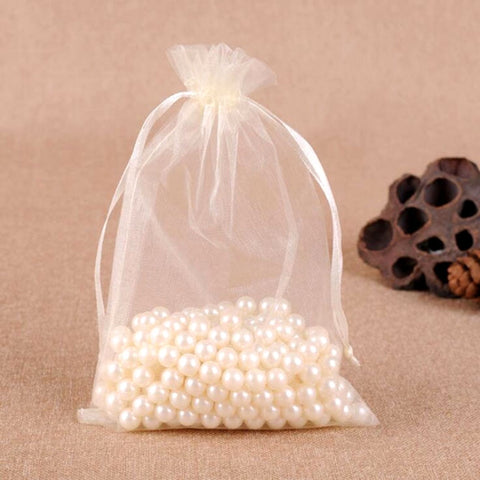 100 PCS Gift Bags Jewelry Organza Bag Wedding Birthday Party Drawable Pouches, 7X9cm