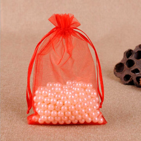 100 PCS Gift Bags Jewelry Organza Bag Wedding Birthday Party Drawable Pouches, 7X9cm