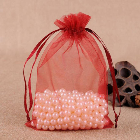 100 PCS Gift Bags Jewelry Organza Bag Wedding Birthday Party Drawable Pouches, 7X9cm