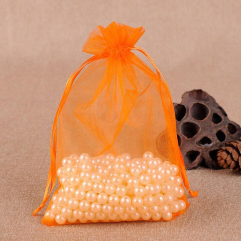 100 PCS Gift Bags Jewelry Organza Bag Wedding Birthday Party Drawable Pouches, 7X9cm