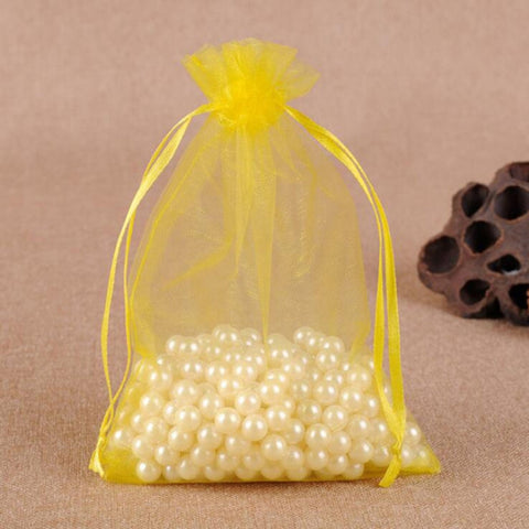 100 PCS Gift Bags Jewelry Organza Bag Wedding Birthday Party Drawable Pouches, 7X9cm