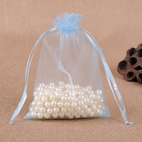 100 PCS Gift Bags Jewelry Organza Bag Wedding Birthday Party Drawable Pouches, 7X9cm