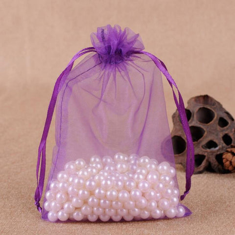 100 PCS Gift Bags Jewelry Organza Bag Wedding Birthday Party Drawable Pouches, 7X9cm